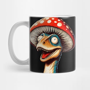 Funny Velociraptor Mushroom Hat Dinosaur Garden Mug